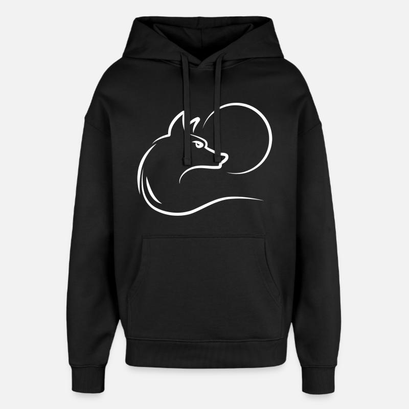 Loup à la pleine lune - Sweat à capuche unisexe Stanley/Stella Oversized - noir