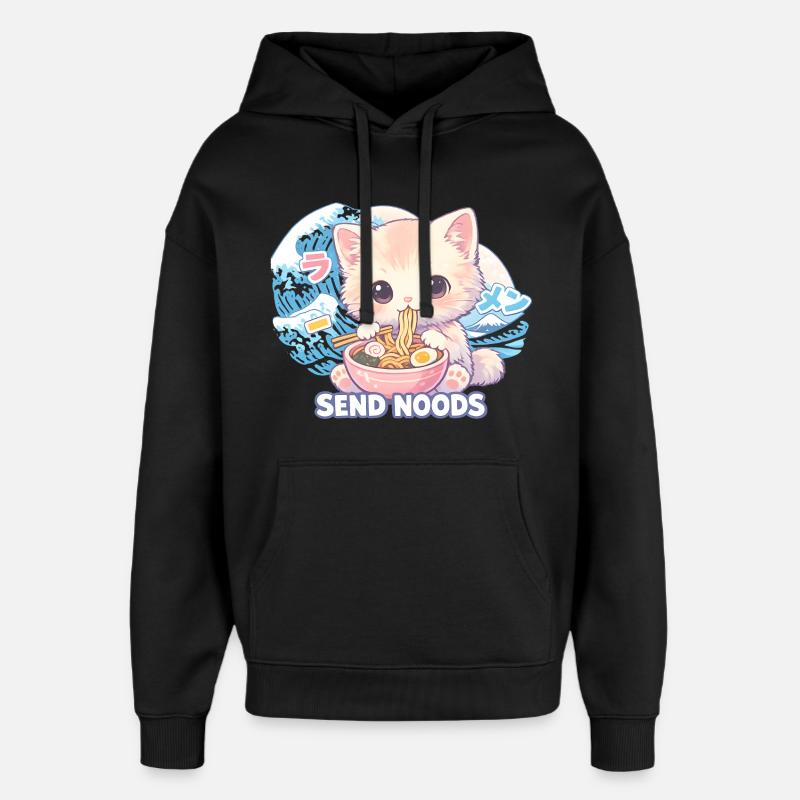 Ramen Cat Kanagawa - Sweat à capuche unisexe Stanley/Stella Oversized - noir