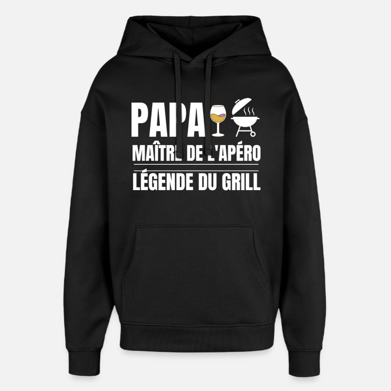 Papa Maître Apéro Gril Légende - Sweat à capuche unisexe Stanley/Stella Oversized - noir