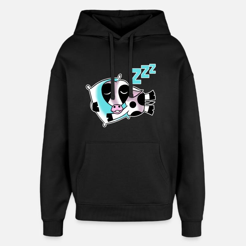 Vache endormie - Sweat à capuche unisexe Stanley/Stella Oversized - noir