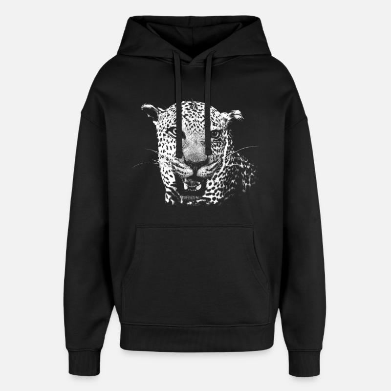 Léopard - Sweat à capuche unisexe Stanley/Stella Oversized - noir