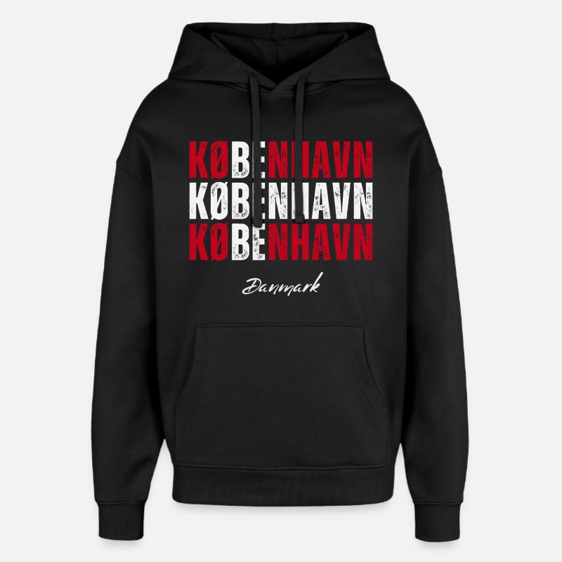 J’adore Copenhague, Copenhague Danemark - Sweat à capuche unisexe Stanley/Stella Oversized - noir