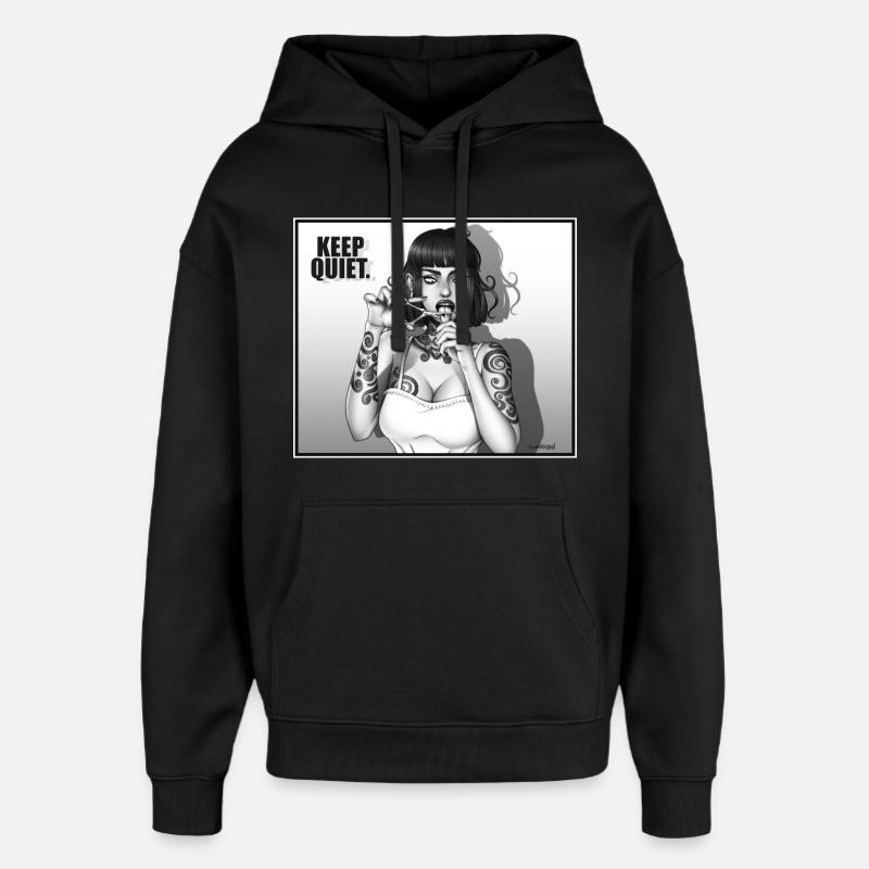 KEEP_QUIET - Sweat à capuche unisexe Stanley/Stella Oversized - noir