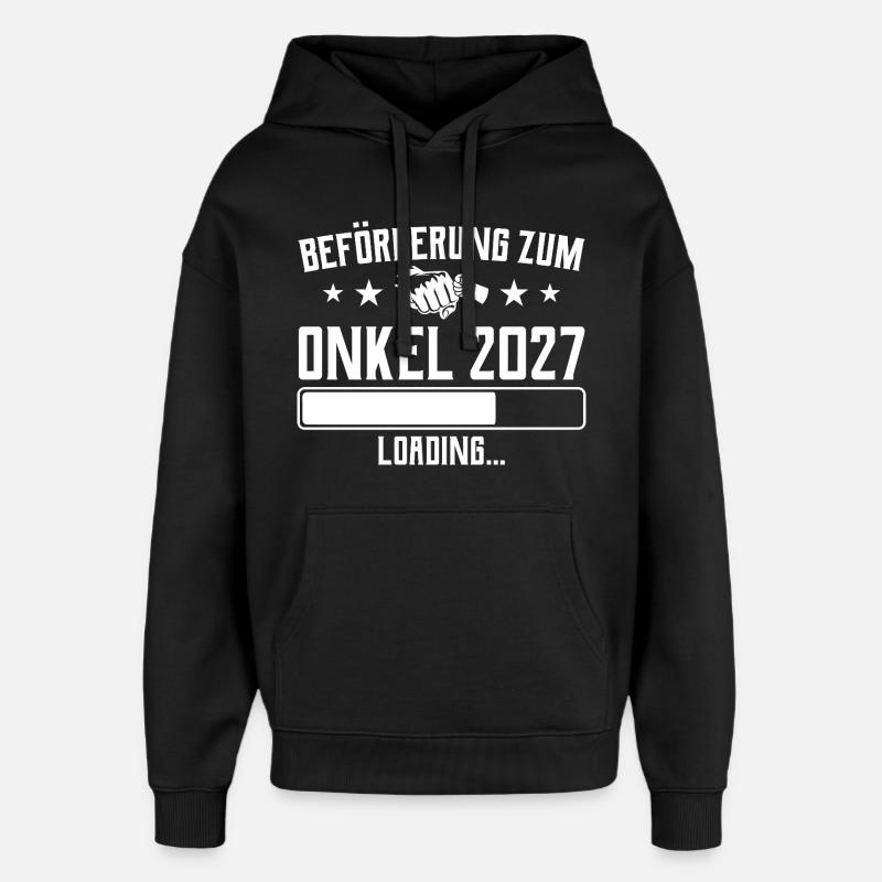 Cadeau de grossesse promotionnel Oncle 2027 - Sweat à capuche unisexe Stanley/Stella Oversized - noir