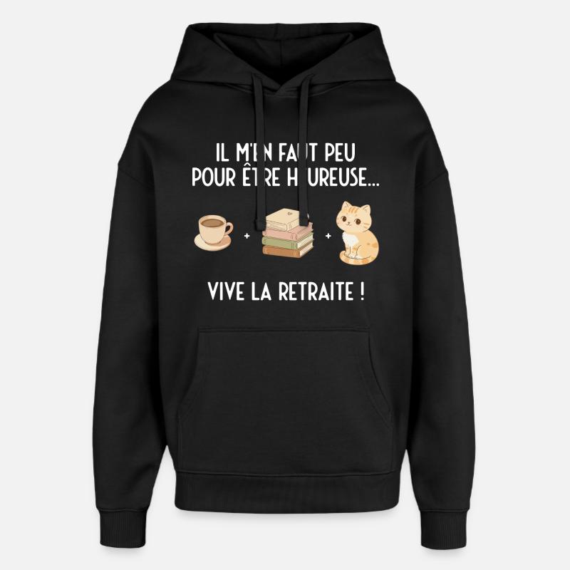 Douce Retraite (texte blanc) - Sweat à capuche unisexe Stanley/Stella Oversized - noir