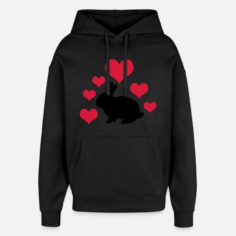 Lapin à 6 cœurs 2 - Sweat à capuche unisexe Stanley/Stella Oversized - noir