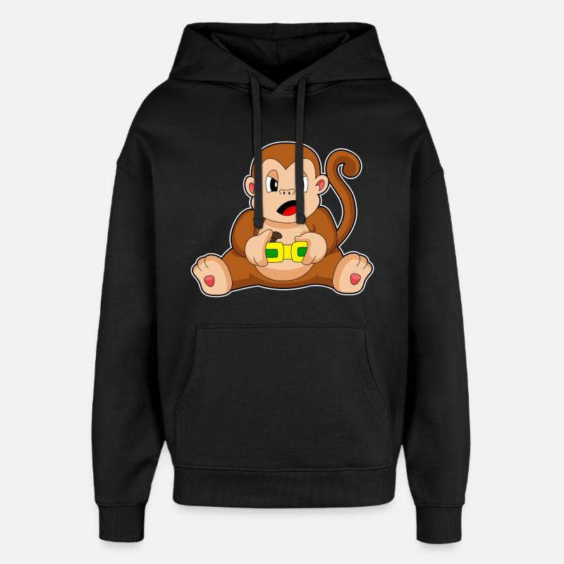 Contrôleur Monkey Gamer - Sweat à capuche unisexe Stanley/Stella Oversized - noir