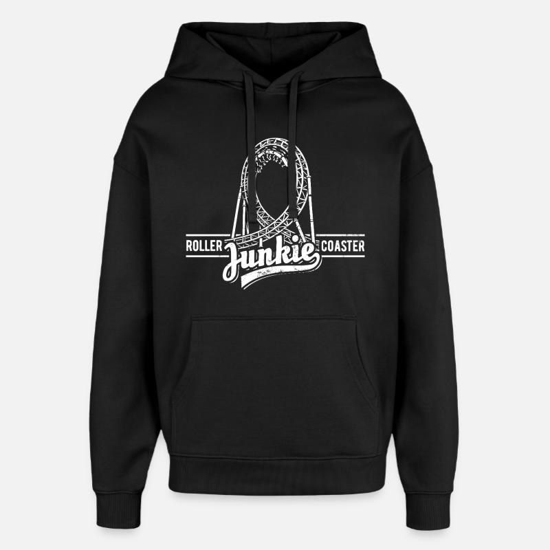 Rollercoaster Junkie -  Achterbahn - Looping - Oversized Unisex Hoodie von Stanley/Stella - Schwarz