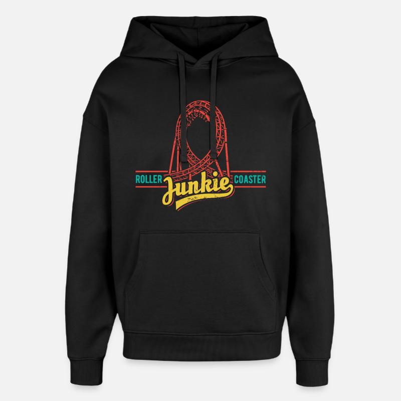 Rollercoaster Junkie - Roller Coaster - Loop - Oversized Unisex Hoodie by Stanley/Stella - black