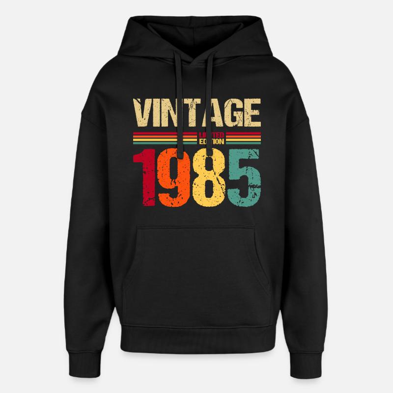Édition limitée 1985 - Sweat à capuche unisexe Stanley/Stella Oversized - noir