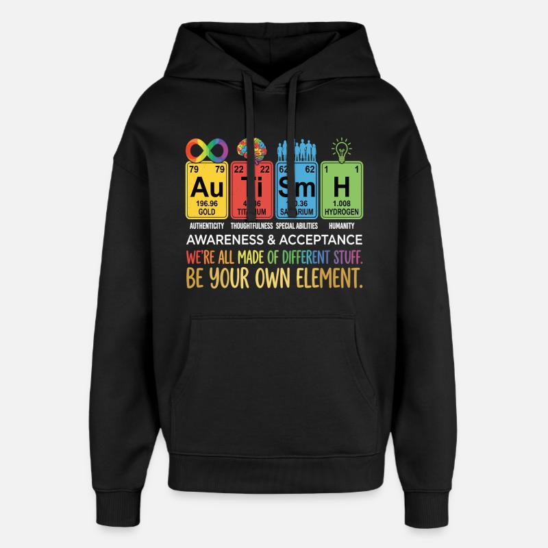 Sensibilisation à l’autisme Chimie Neurodiversité - Sweat à capuche unisexe Stanley/Stella Oversized - noir