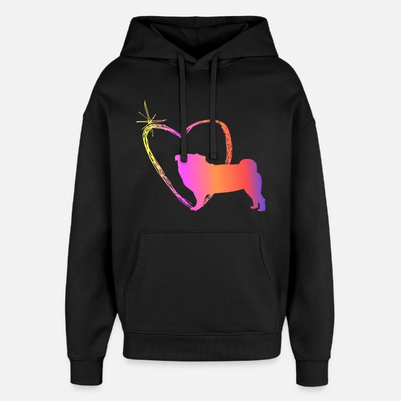 Carlin avec cœur - Sweat à capuche unisexe Stanley/Stella Oversized - noir