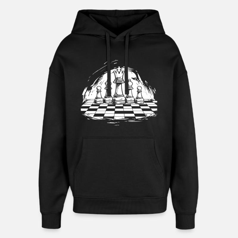 Dessin d’échecs - Sweat à capuche unisexe Stanley/Stella Oversized - noir