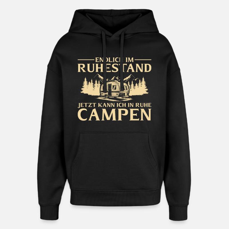 Endlich_im_Ruhestand_ _In_Ruhe_Campen - Sweat à capuche unisexe Stanley/Stella Oversized - noir