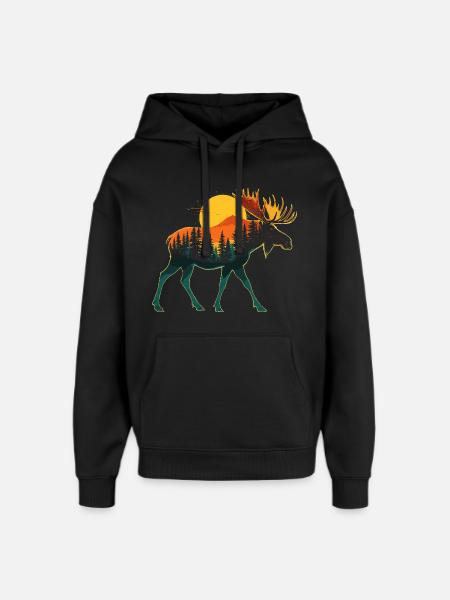 Alci, Foresta, Natura, Natura Selvaggia, Esterno, Animale - Stanley/Stella Oversized Felpa con cappuccio unisex - nero
