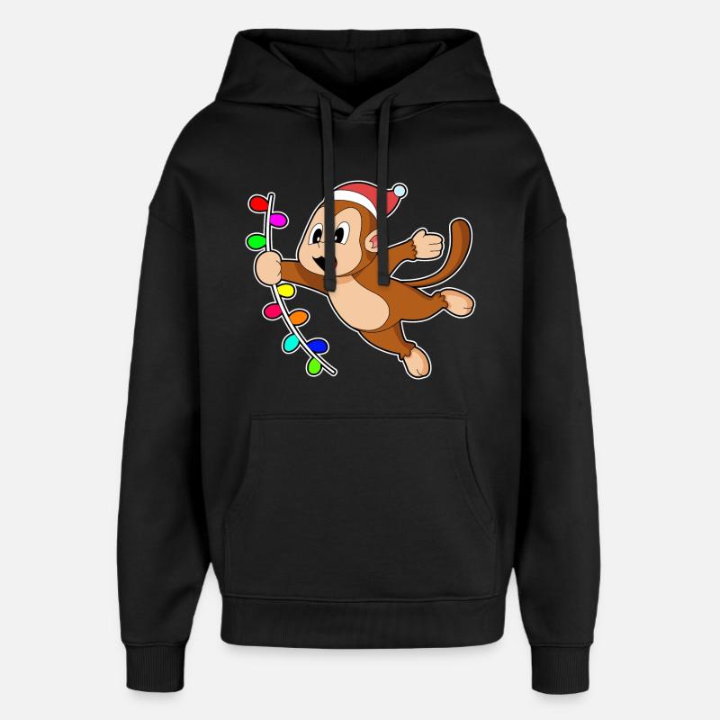 Singe Noël Liana - Sweat à capuche unisexe Stanley/Stella Oversized - noir
