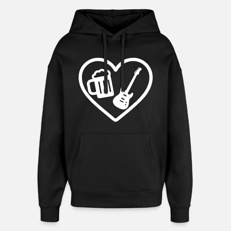 Bière Heart Rock - Sweat à capuche unisexe Stanley/Stella Oversized - noir