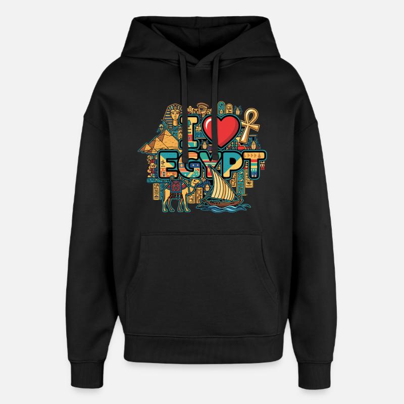 J’adore les vacances en Égypte - Sweat à capuche unisexe Stanley/Stella Oversized - noir