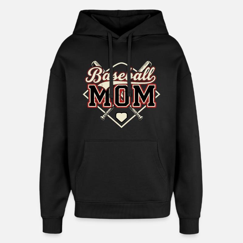 Maman de baseball - Sweat à capuche unisexe Stanley/Stella Oversized - noir