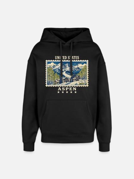 USA Aspen Vintage Reismerk - Stanley/Stella Oversized Unisex Hoodie - zwart