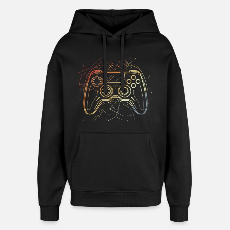 Gaming Controller Sketch Retro - Oversized Unisex Hoodie by Stanley/Stella - black