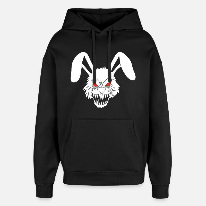 Lapin blanc démoniaque - Sweat à capuche unisexe Stanley/Stella Oversized - noir