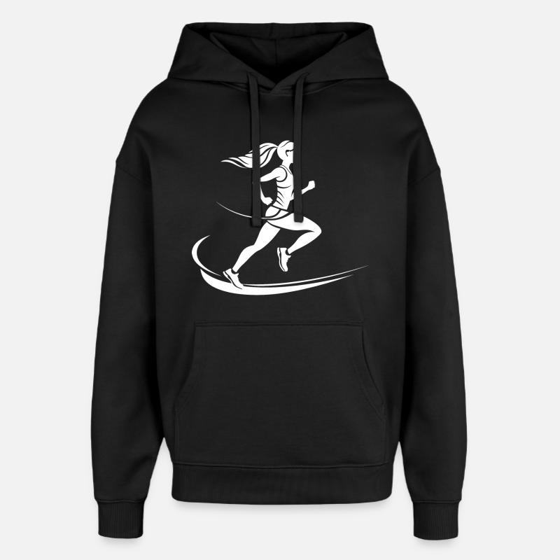 Dessin du coureur - Sweat à capuche unisexe Stanley/Stella Oversized - noir