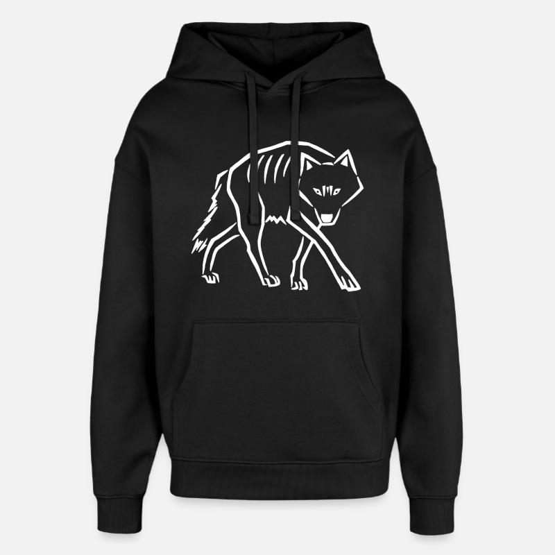 à pas de loup (blanc) - Sweat à capuche unisexe Stanley/Stella Oversized - noir