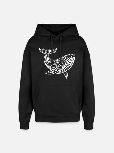 Baleine grise tribale - Sweat à capuche unisexe Stanley/Stella Oversized - noir