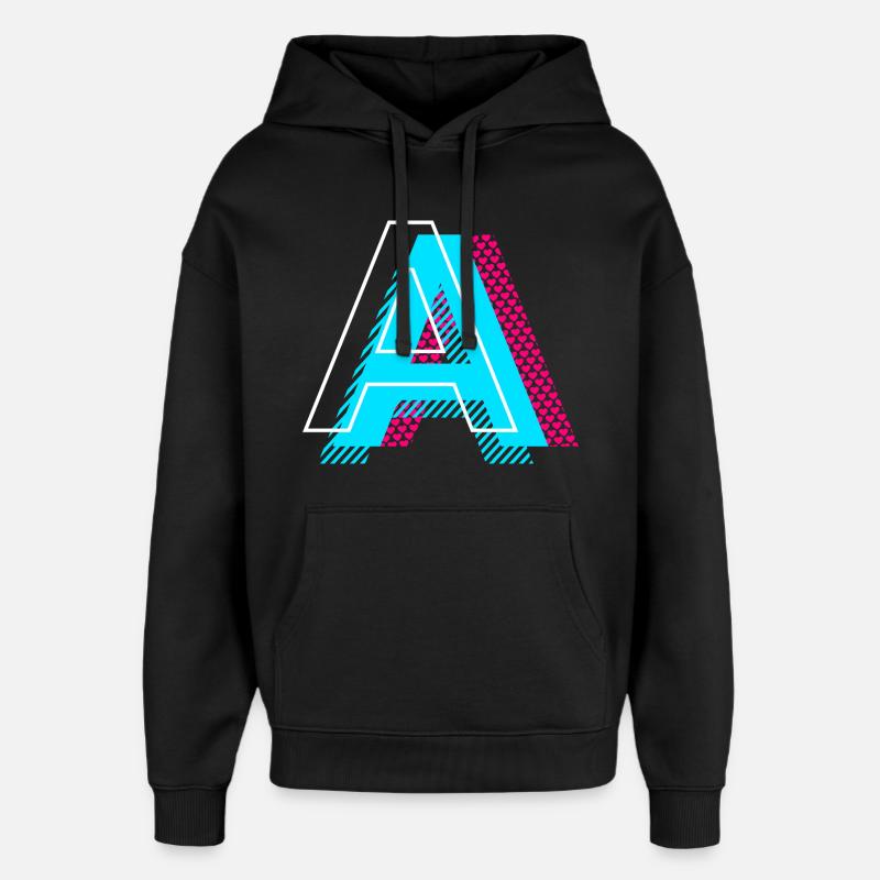 Lettre initiale A - Sweat à capuche unisexe Stanley/Stella Oversized - noir