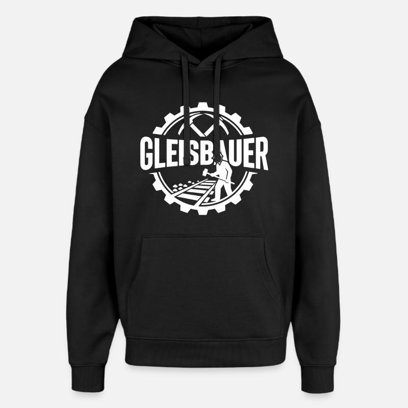 Track Builder Construction Site Railway - Oversized Unisex Hoodie by Stanley/Stella - black