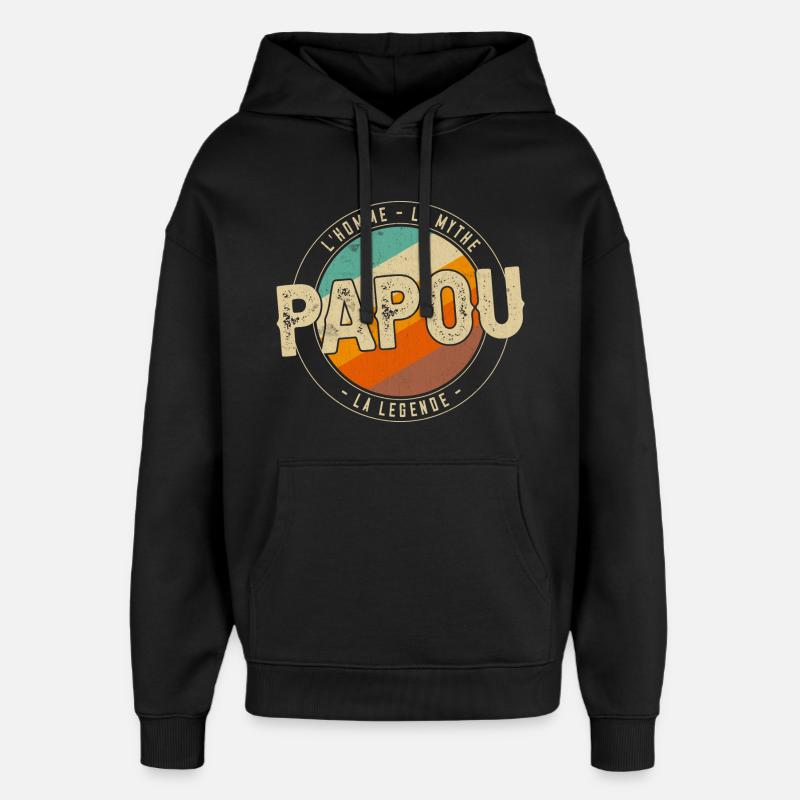 Papou la légende - Sweat à capuche unisexe Stanley/Stella Oversized - noir