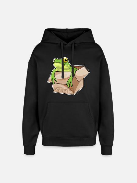 Frog Cardboard - Oversized Unisex Hoodie by Stanley/Stella - black