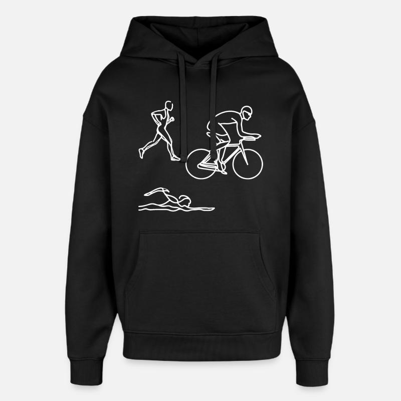 Dessin de triathlon - Sweat à capuche unisexe Stanley/Stella Oversized - noir