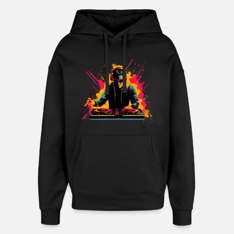 DJ Synthwave des années 90 - Sweat à capuche unisexe Stanley/Stella Oversized - noir