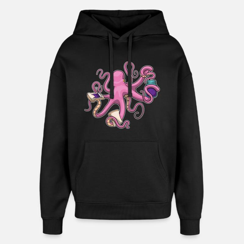 Octopus Sandwich - Oversized Unisex Hoodie by Stanley/Stella - black