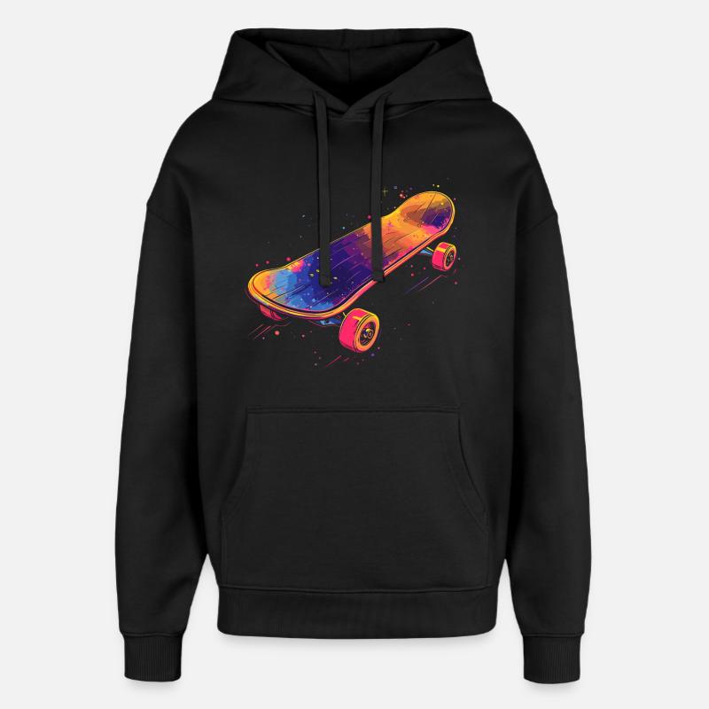 Illustration de planche à roulettes - Sweat à capuche unisexe Stanley/Stella Oversized - noir