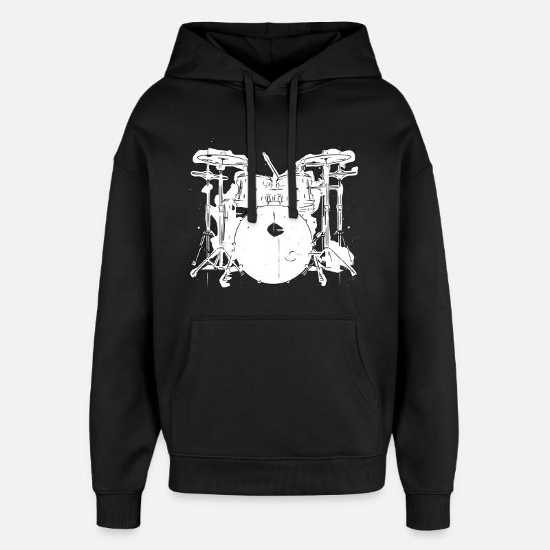 Schlagzeug - Oversized Unisex Hoodie von Stanley/Stella - Schwarz