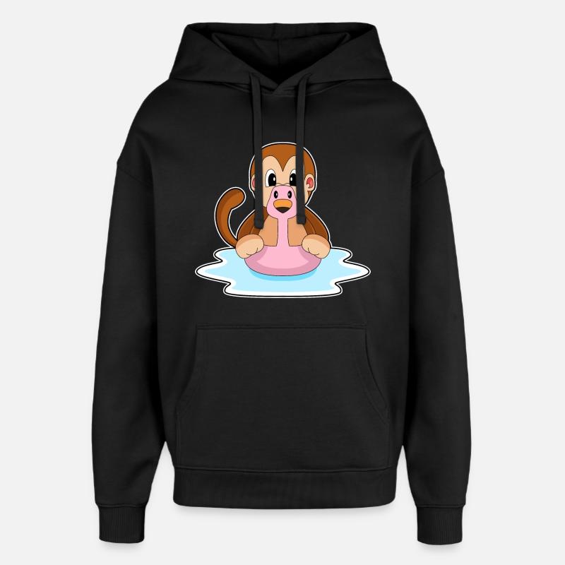 Affe Flamingo - Oversized Unisex Hoodie von Stanley/Stella - Schwarz