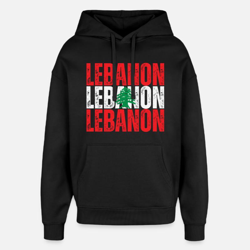 Drapeau du Liban, fierté libanaise - Sweat à capuche unisexe Stanley/Stella Oversized - noir