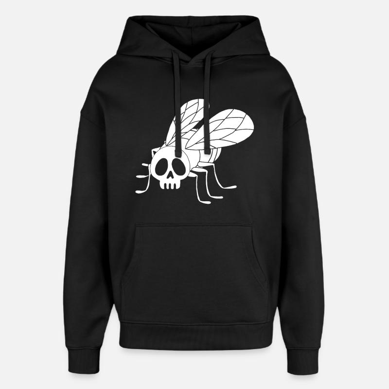 Fly Skull (White) - Oversized Unisex Hoodie by Stanley/Stella - black