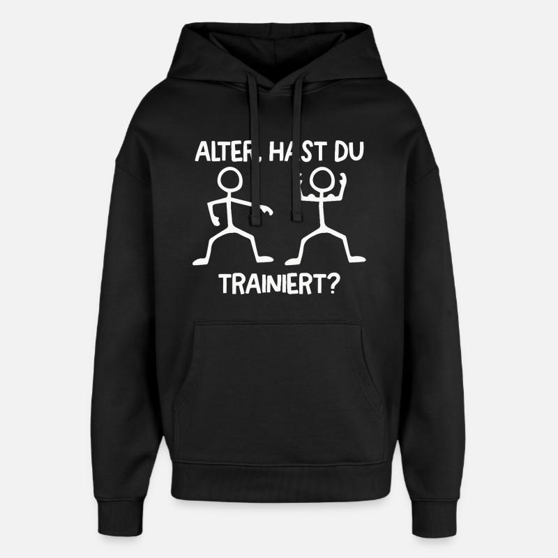 Strichmännchen HAST DU TRAINIERT Lustiges - Oversized Unisex Hoodie von Stanley/Stella - Schwarz