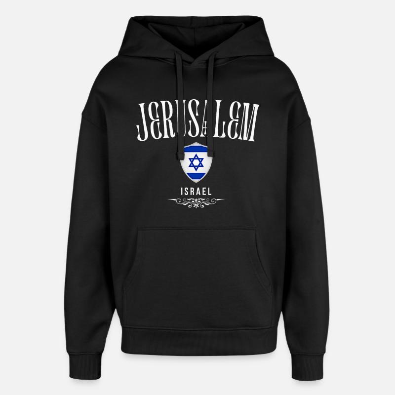 Souvenir de Jérusalem, j'aime Jérusalem - Sweat à capuche unisexe Stanley/Stella Oversized - noir