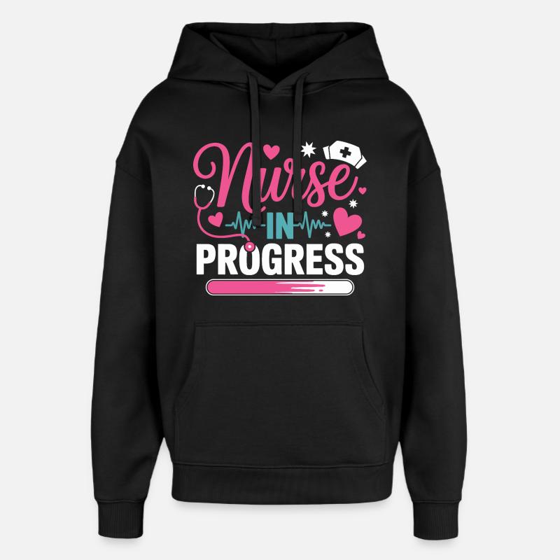 Infirmière en cours Rose Bleu - Sweat à capuche unisexe Stanley/Stella Oversized - noir