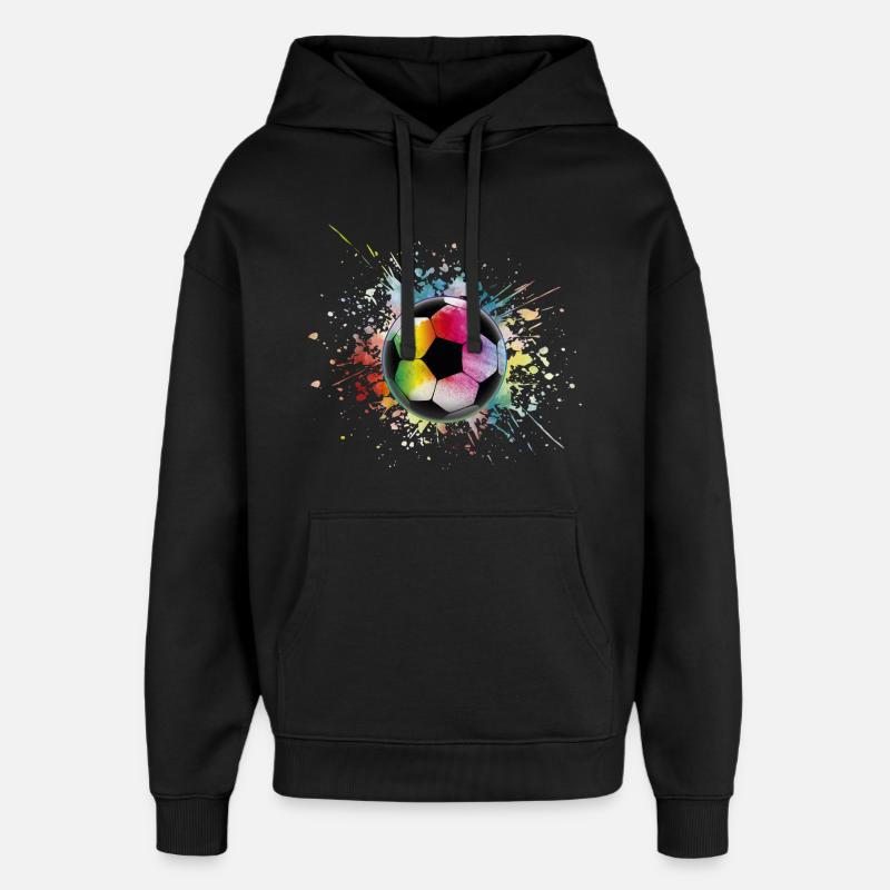 Fußball Regenbogen Bunter Ball - Oversized Unisex Hoodie von Stanley/Stella - Schwarz