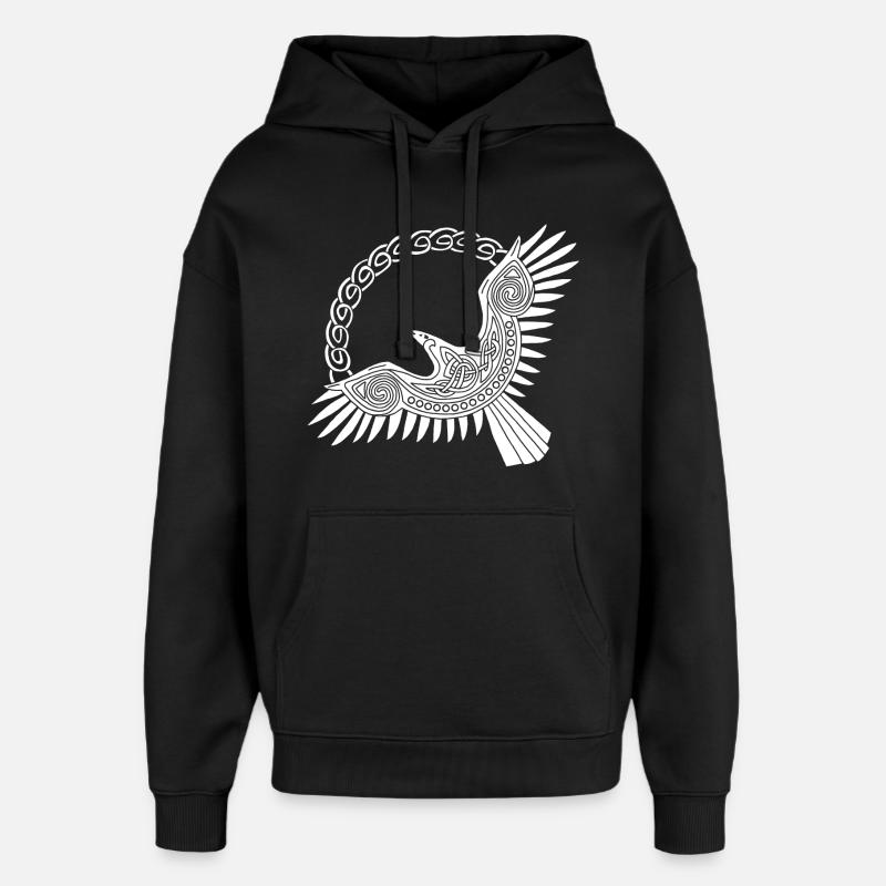 white viking eagle - Oversized Unisex Hoodie by Stanley/Stella - black