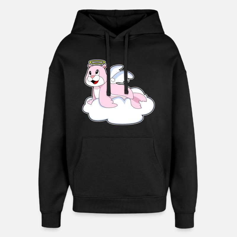 Nuages de phoque Ange - Sweat à capuche unisexe Stanley/Stella Oversized - noir