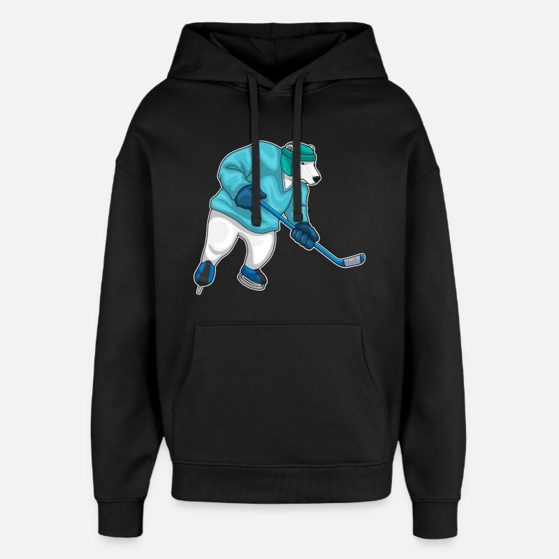 Eisbär Eishockey Eishockeyschläger - Oversized Unisex Hoodie von Stanley/Stella - Schwarz