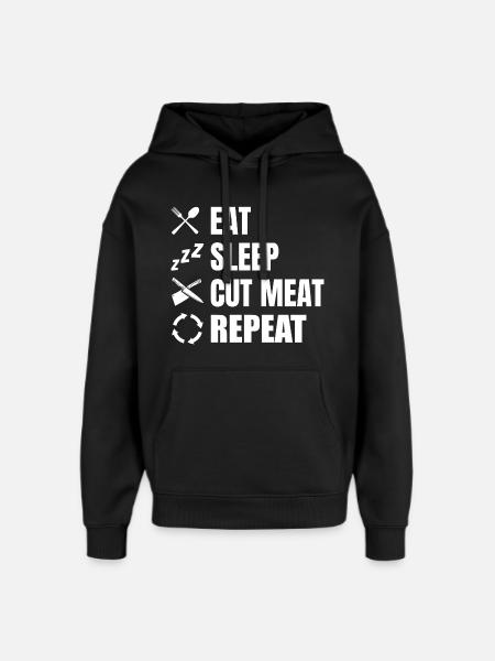 Eat, sleep, butchers, repeat - Oversized Unisex Hoodie by Stanley/Stella - black