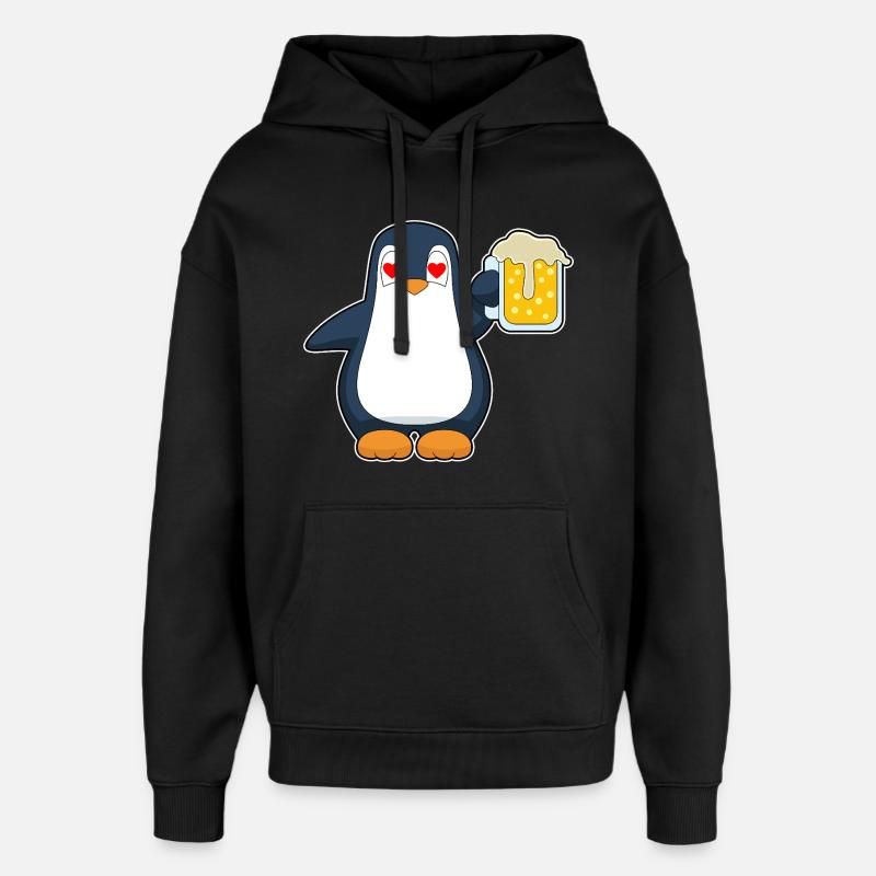 Bière Pingouin - Sweat à capuche unisexe Stanley/Stella Oversized - noir